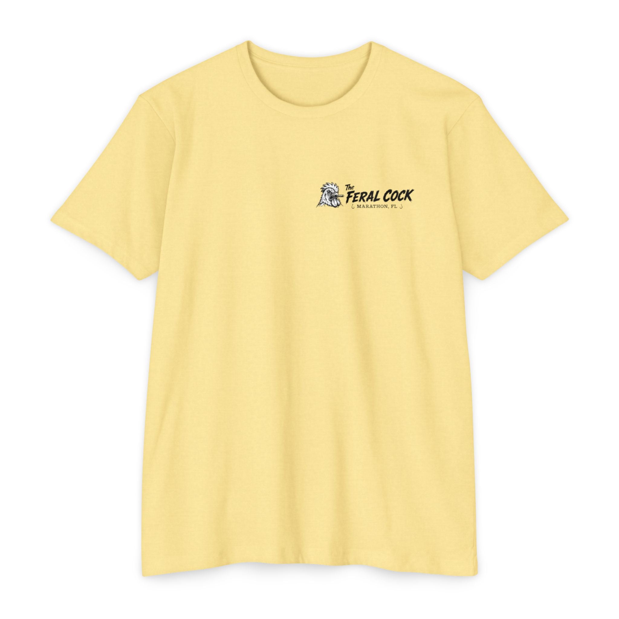 Feral Cock Marathon T-Shirt — Retro Fishing & Guitar Graphic Tee