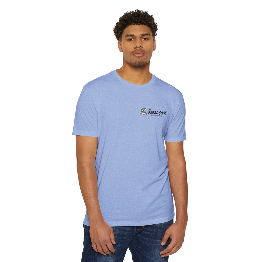 Feral Cock Marathon T-Shirt — Retro Fishing & Guitar Graphic Tee