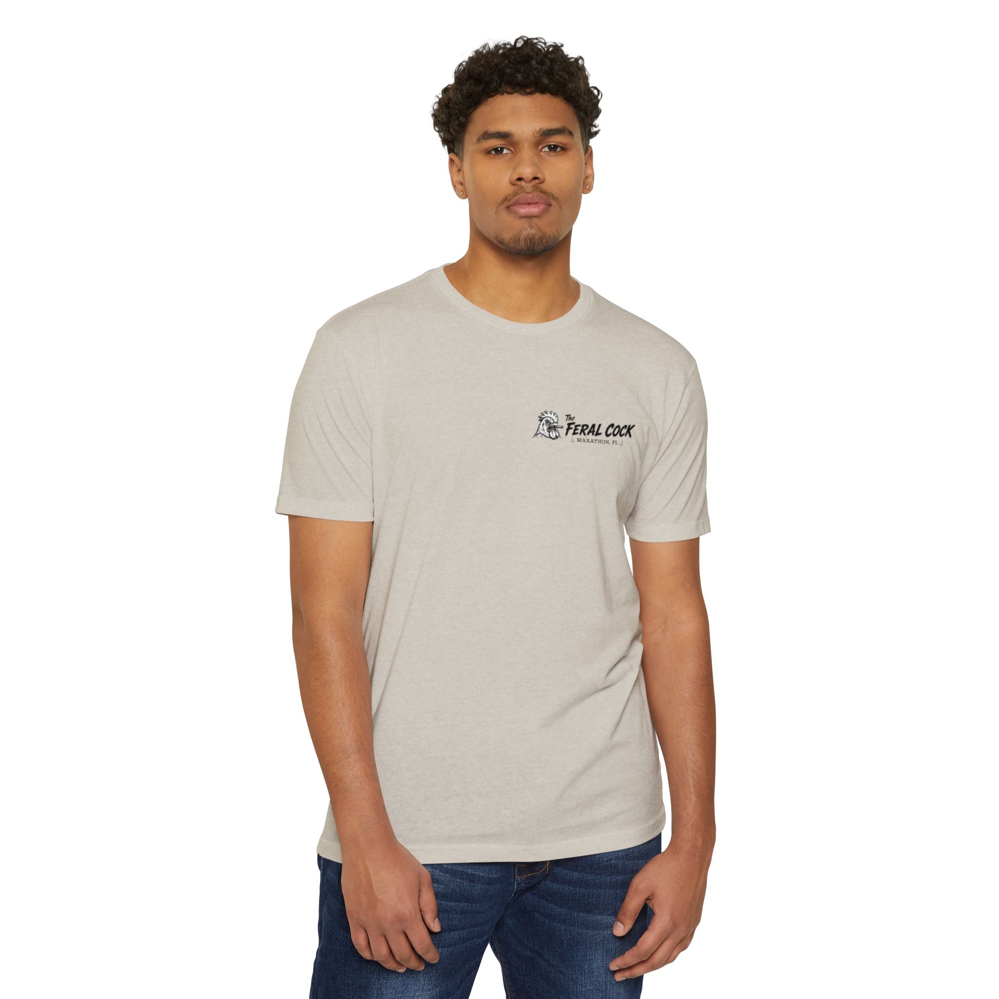 Feral Cock Marathon T-Shirt — Retro Fishing & Guitar Graphic Tee