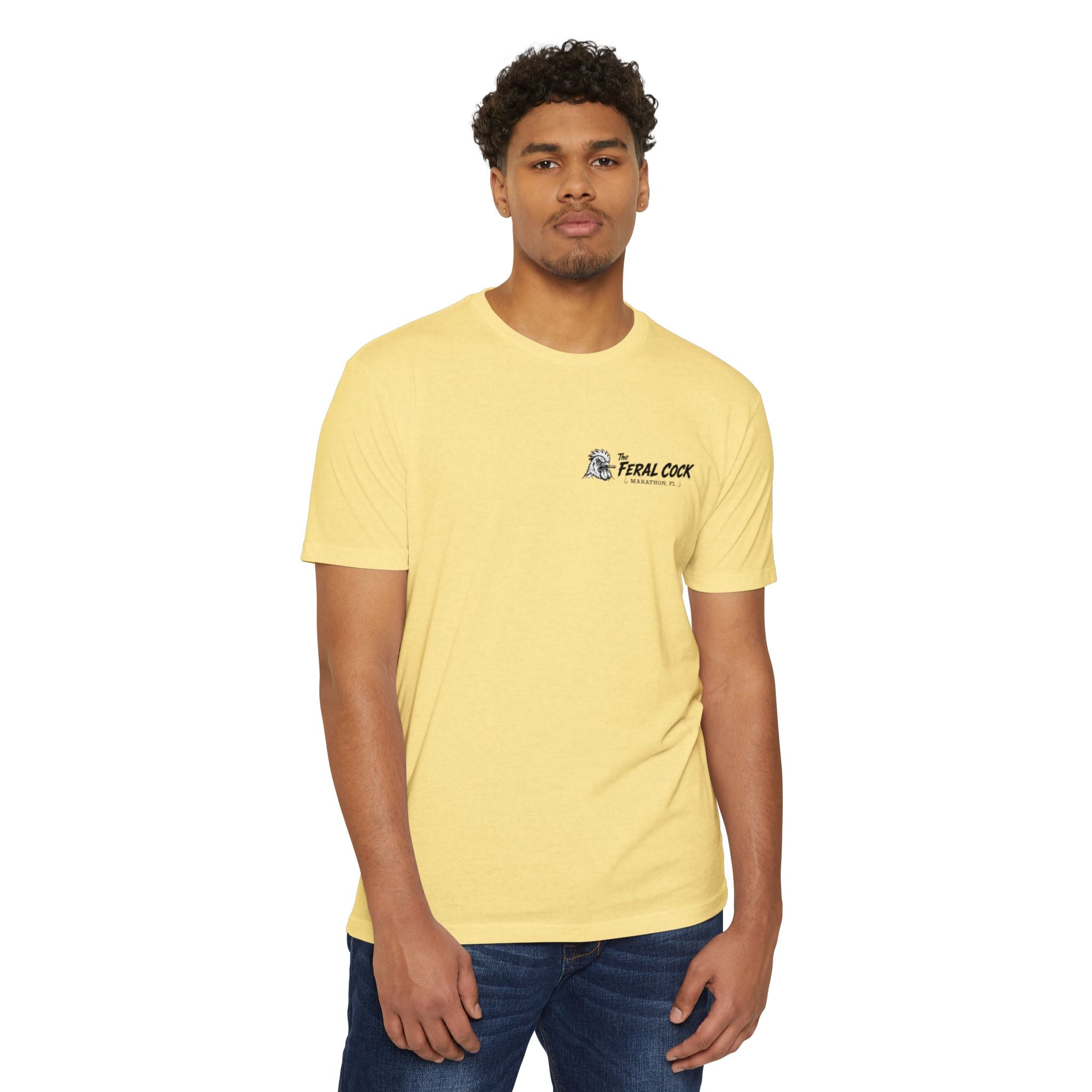 Feral Cock Marathon T-Shirt — Retro Fishing & Guitar Graphic Tee