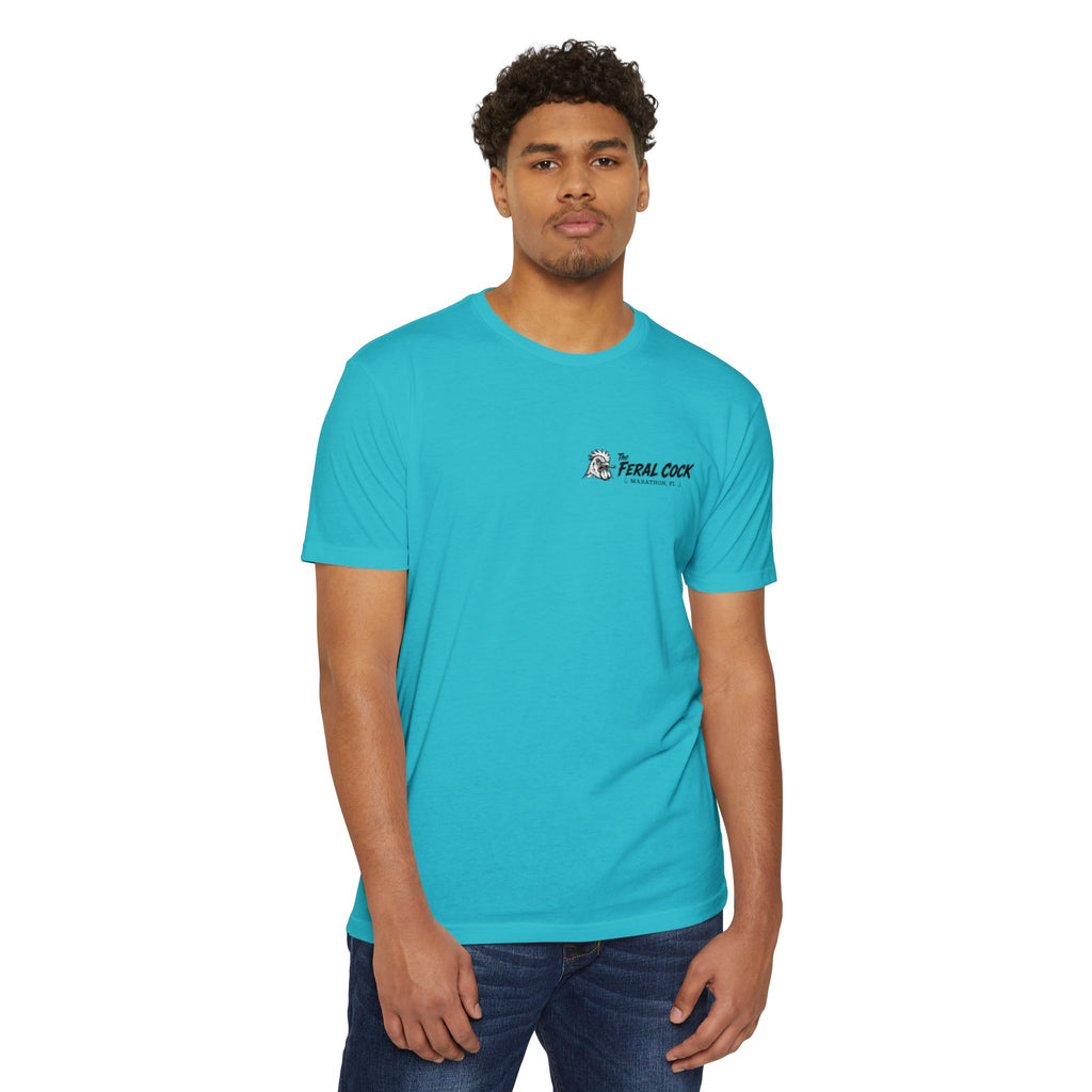Feral Cock Marathon T-Shirt — Retro Fishing & Guitar Graphic Tee