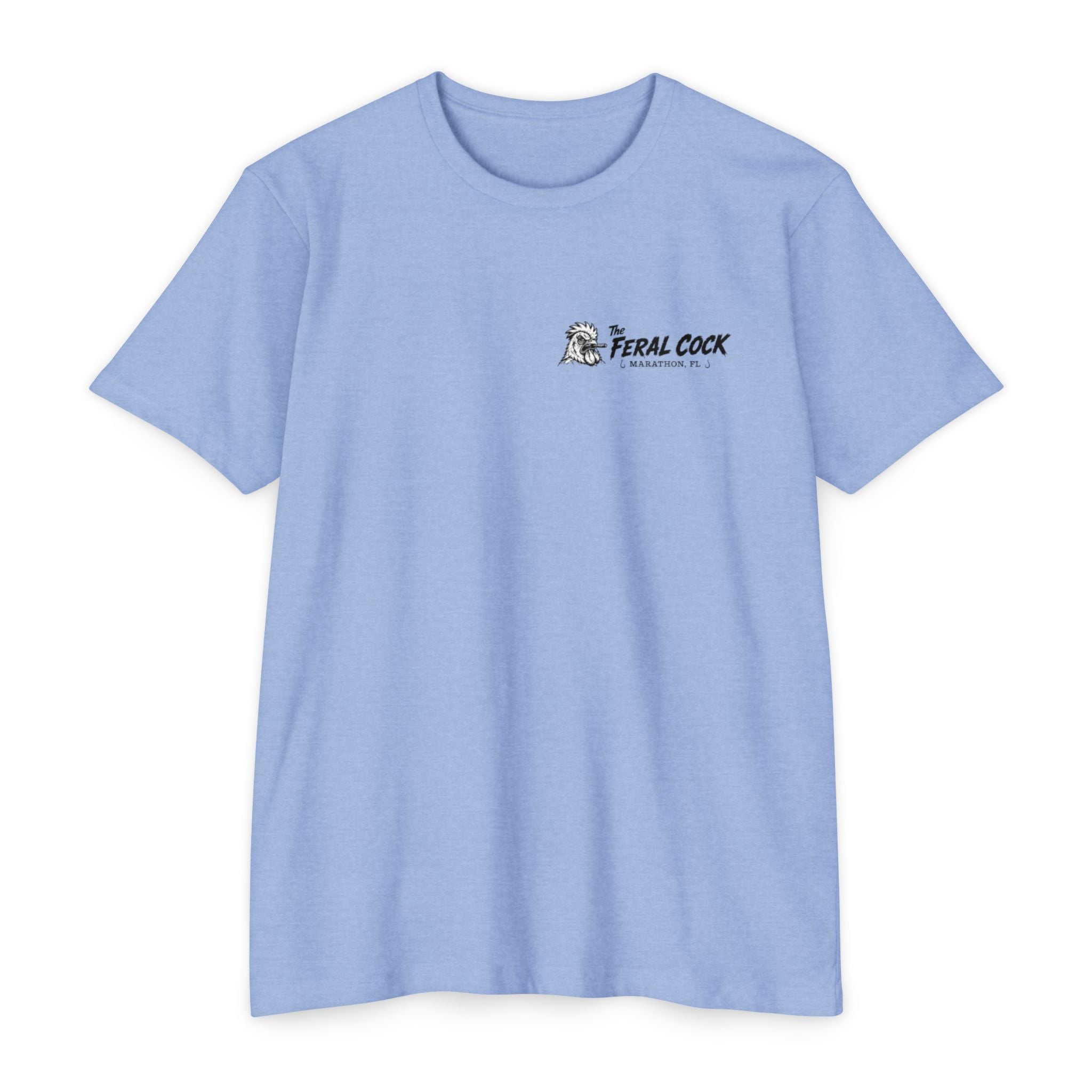 Feral Cock Marathon T-Shirt — Retro Fishing & Guitar Graphic Tee
