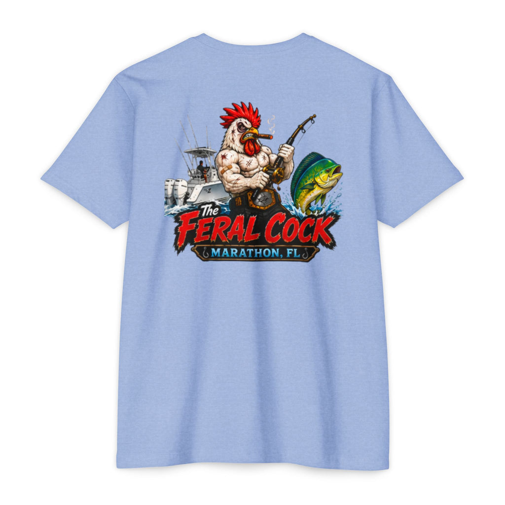Feral Cock Marathon T-Shirt — Retro Fishing & Guitar Graphic Tee